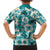 Aloha Hawaii Paniolo Teal Palaka Family Matching Long Sleeve Bodycon Dress and Hawaiian Shirt Coastal Rodeo - Polynesian Pride