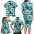 Aloha Hawaii Paniolo Teal Palaka Family Matching Long Sleeve Bodycon Dress and Hawaiian Shirt Coastal Rodeo - Polynesian Pride