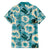 Aloha Hawaii Paniolo Teal Palaka Family Matching Long Sleeve Bodycon Dress and Hawaiian Shirt Coastal Rodeo - Polynesian Pride