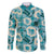 Aloha Hawaii Paniolo Teal Palaka Family Matching Long Sleeve Bodycon Dress and Hawaiian Shirt Coastal Rodeo - Polynesian Pride