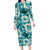 Aloha Hawaii Paniolo Teal Palaka Family Matching Long Sleeve Bodycon Dress and Hawaiian Shirt Coastal Rodeo - Polynesian Pride