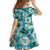 Aloha Hawaii Paniolo Teal Palaka Family Matching Short Sleeve Bodycon Dress and Hawaiian Shirt Coastal Rodeo - Polynesian Pride
