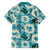 Aloha Hawaii Paniolo Teal Palaka Family Matching Short Sleeve Bodycon Dress and Hawaiian Shirt Coastal Rodeo - Polynesian Pride