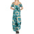 Aloha Hawaii Paniolo Teal Palaka Family Matching Summer Maxi Dress and Hawaiian Shirt Coastal Rodeo - Polynesian Pride