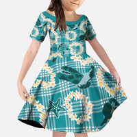 Aloha Hawaii Paniolo Teal Palaka Family Matching Tank Maxi Dress and Hawaiian Shirt Coastal Rodeo - Polynesian Pride