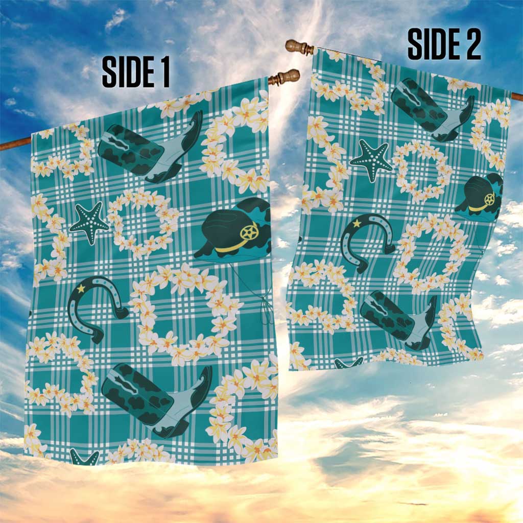Aloha Hawaii Paniolo Teal Palaka Garden Flag Coastal Rodeo - Polynesian Pride