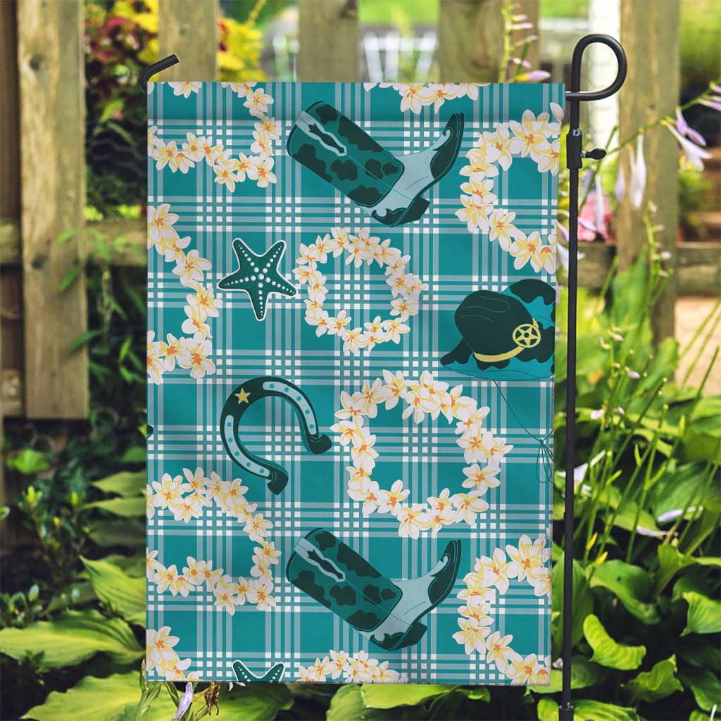 Aloha Hawaii Paniolo Teal Palaka Garden Flag Coastal Rodeo - Polynesian Pride