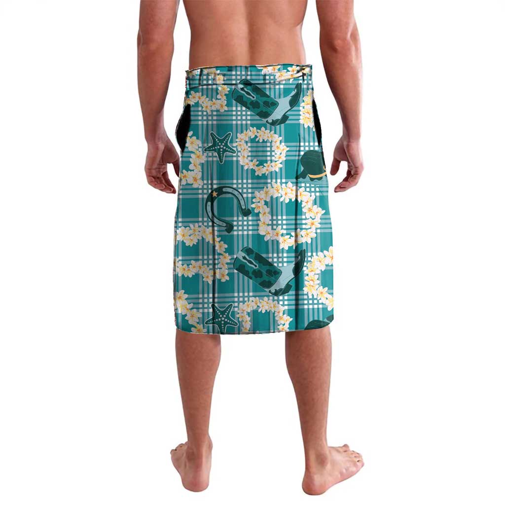 Aloha Hawaii Paniolo Teal Palaka Lavalava Coastal Rodeo - Polynesian Pride
