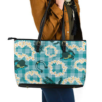 Aloha Hawaii Paniolo Teal Palaka Leather Tote Bag Coastal Rodeo LT7 - Polynesian Pride
