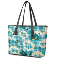 Aloha Hawaii Paniolo Teal Palaka Leather Tote Bag Coastal Rodeo LT7 - Polynesian Pride
