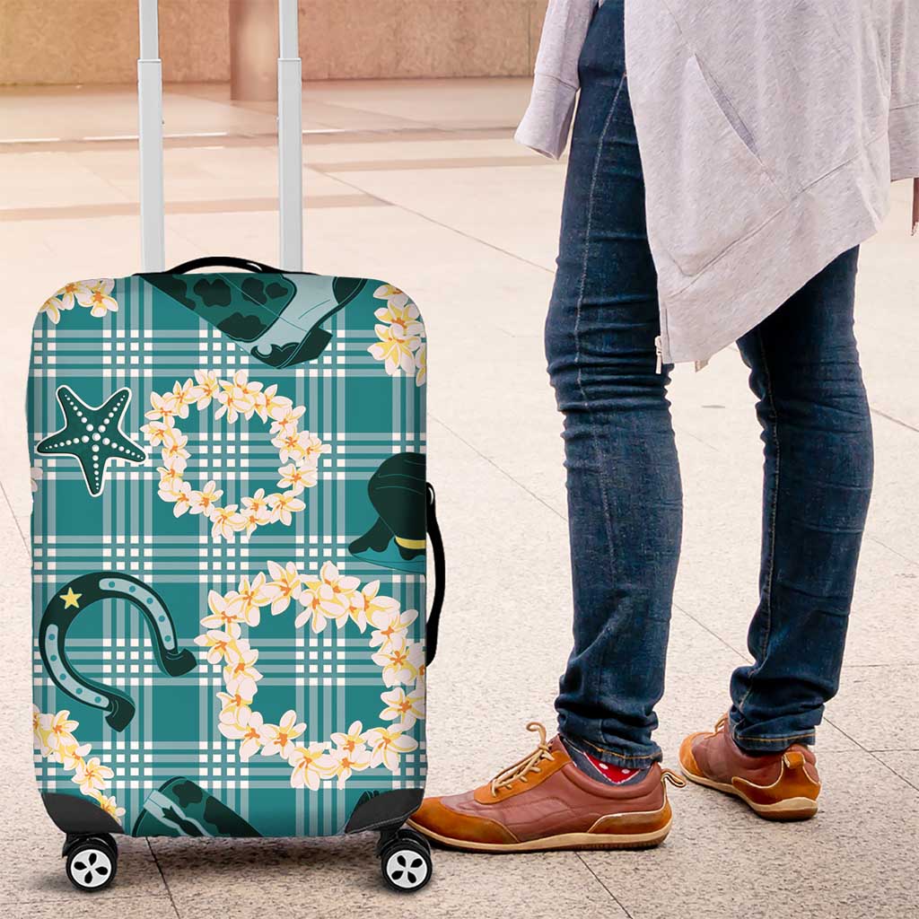 Aloha Hawaii Paniolo Teal Palaka Luggage Cover Coastal Rodeo - Polynesian Pride