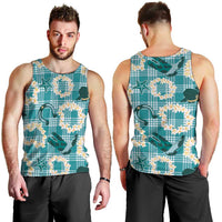 Aloha Hawaii Paniolo Teal Palaka Men Tank Top Coastal Rodeo - Polynesian Pride