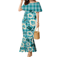 Aloha Hawaii Paniolo Teal Palaka Mermaid Dress Coastal Rodeo LT7 Women Teal - Polynesian Pride