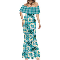 Aloha Hawaii Paniolo Teal Palaka Mermaid Dress Coastal Rodeo LT7 - Polynesian Pride