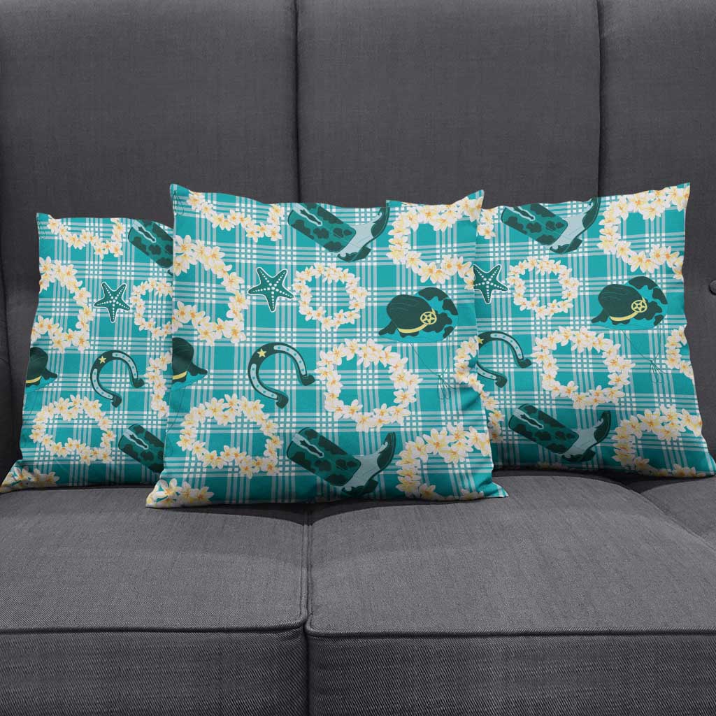 Aloha Hawaii Paniolo Teal Palaka Pillow Cover Coastal Rodeo LT7 - Polynesian Pride