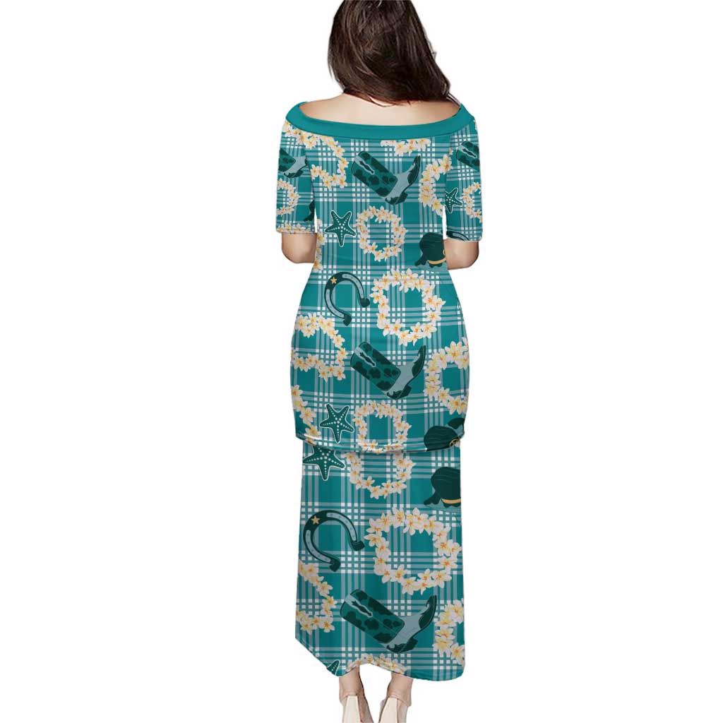 Aloha Hawaii Paniolo Teal Palaka Puletasi Coastal Rodeo LT7 - Polynesian Pride