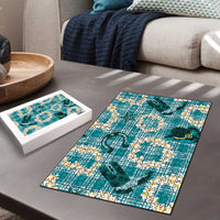 Aloha Hawaii Paniolo Teal Palaka Puzzle Coastal Rodeo - Polynesian Pride