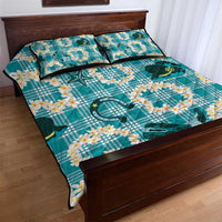 Aloha Hawaii Paniolo Teal Palaka Quilt Bed Set Coastal Rodeo - Polynesian Pride