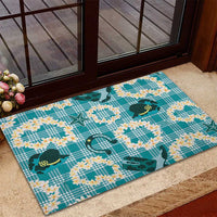 Aloha Hawaii Paniolo Teal Palaka Rubber Doormat Coastal Rodeo - Polynesian Pride
