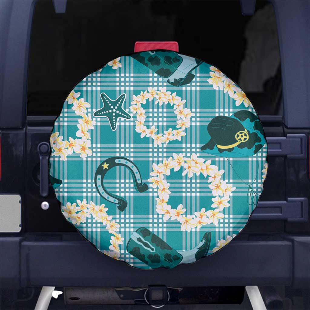 Aloha Hawaii Paniolo Teal Palaka Spare Tire Cover Coastal Rodeo - Polynesian Pride