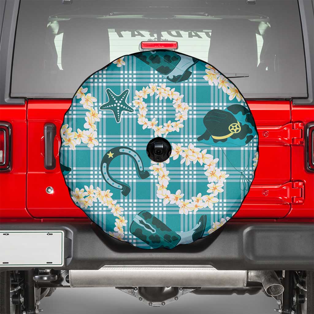 Aloha Hawaii Paniolo Teal Palaka Spare Tire Cover Coastal Rodeo - Polynesian Pride