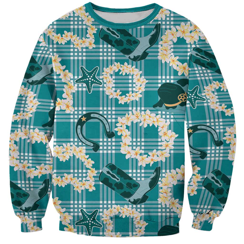 Aloha Hawaii Paniolo Teal Palaka Sweatshirt Coastal Rodeo LT7 Unisex Teal - Polynesian Pride