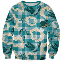 Aloha Hawaii Paniolo Teal Palaka Sweatshirt Coastal Rodeo LT7 Unisex Teal - Polynesian Pride