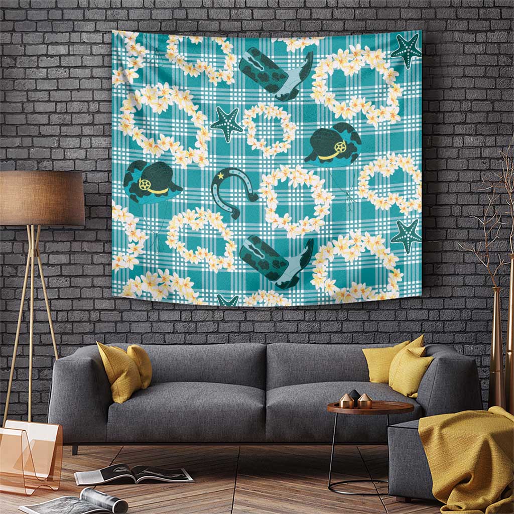 Aloha Hawaii Paniolo Teal Palaka Tapestry Coastal Rodeo LT7 Teal - Polynesian Pride