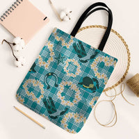 Aloha Hawaii Paniolo Teal Palaka Tote Bag Coastal Rodeo - Polynesian Pride