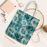 Aloha Hawaii Paniolo Teal Palaka Tote Bag Coastal Rodeo - Polynesian Pride