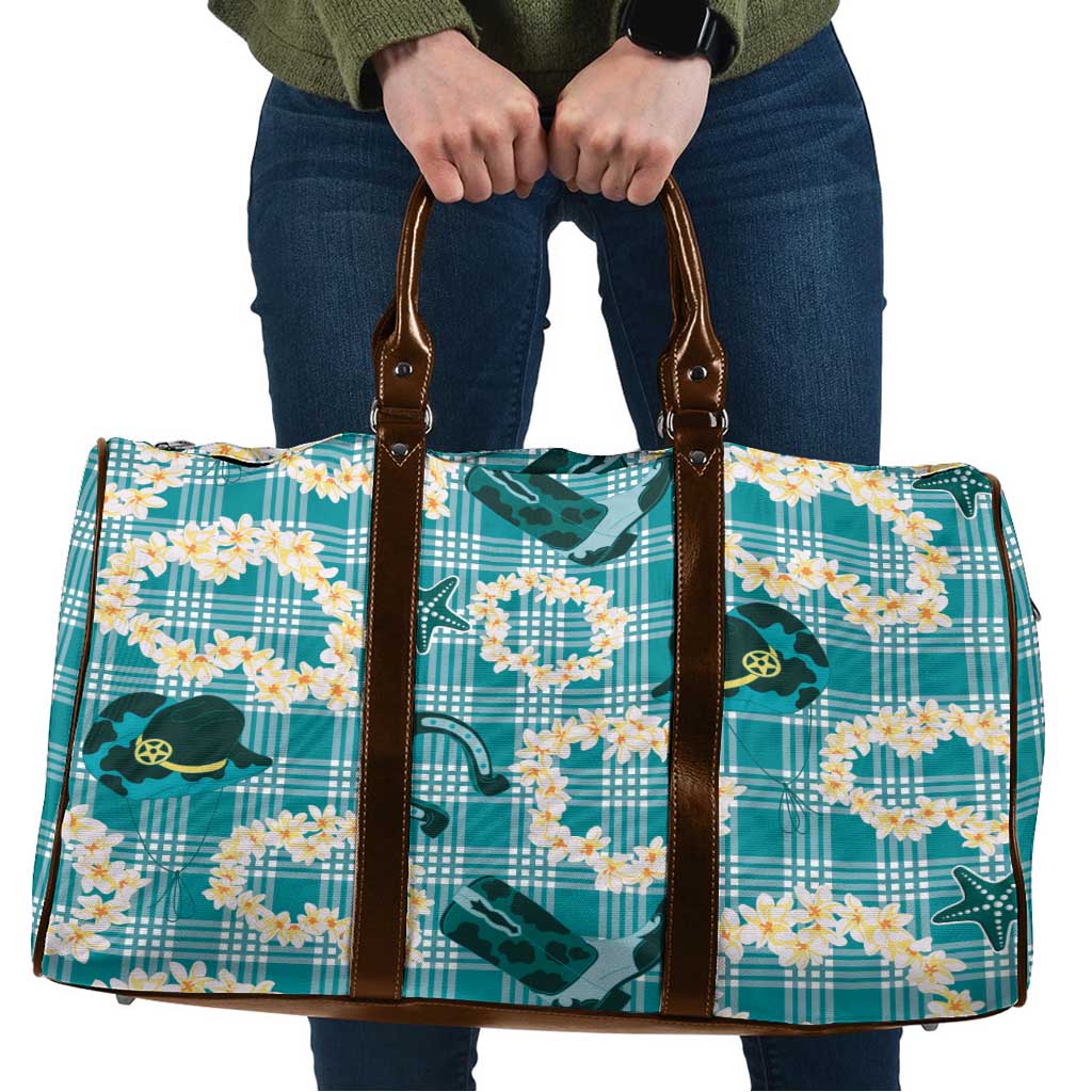 Aloha Hawaii Paniolo Teal Palaka Travel Bag Coastal Rodeo - Polynesian Pride