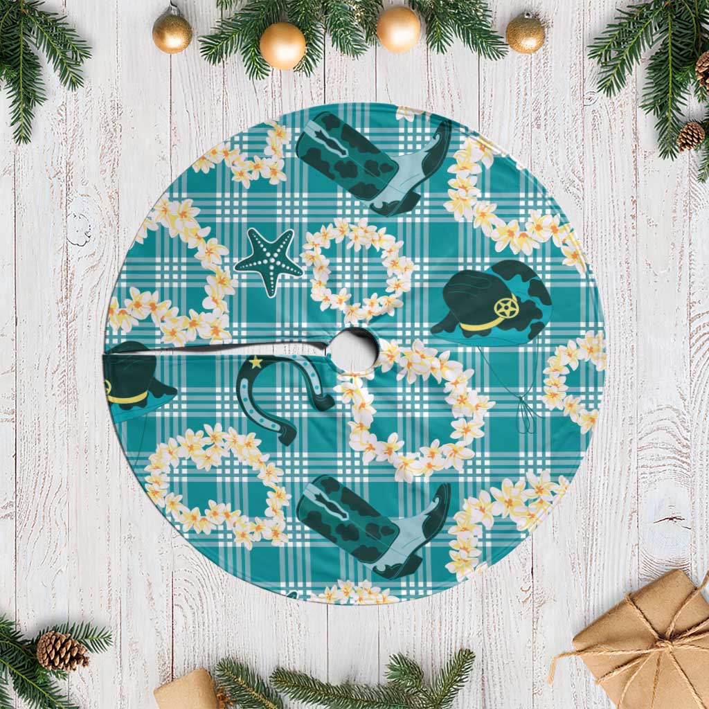 Aloha Hawaii Paniolo Teal Palaka Tree Skirt Coastal Rodeo - Polynesian Pride
