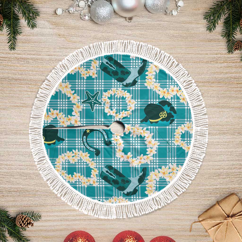 Aloha Hawaii Paniolo Teal Palaka Tree Skirt Coastal Rodeo - Polynesian Pride