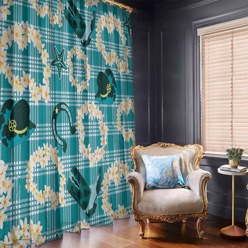 Aloha Hawaii Paniolo Teal Palaka Window Curtain Coastal Rodeo LT7 - Polynesian Pride