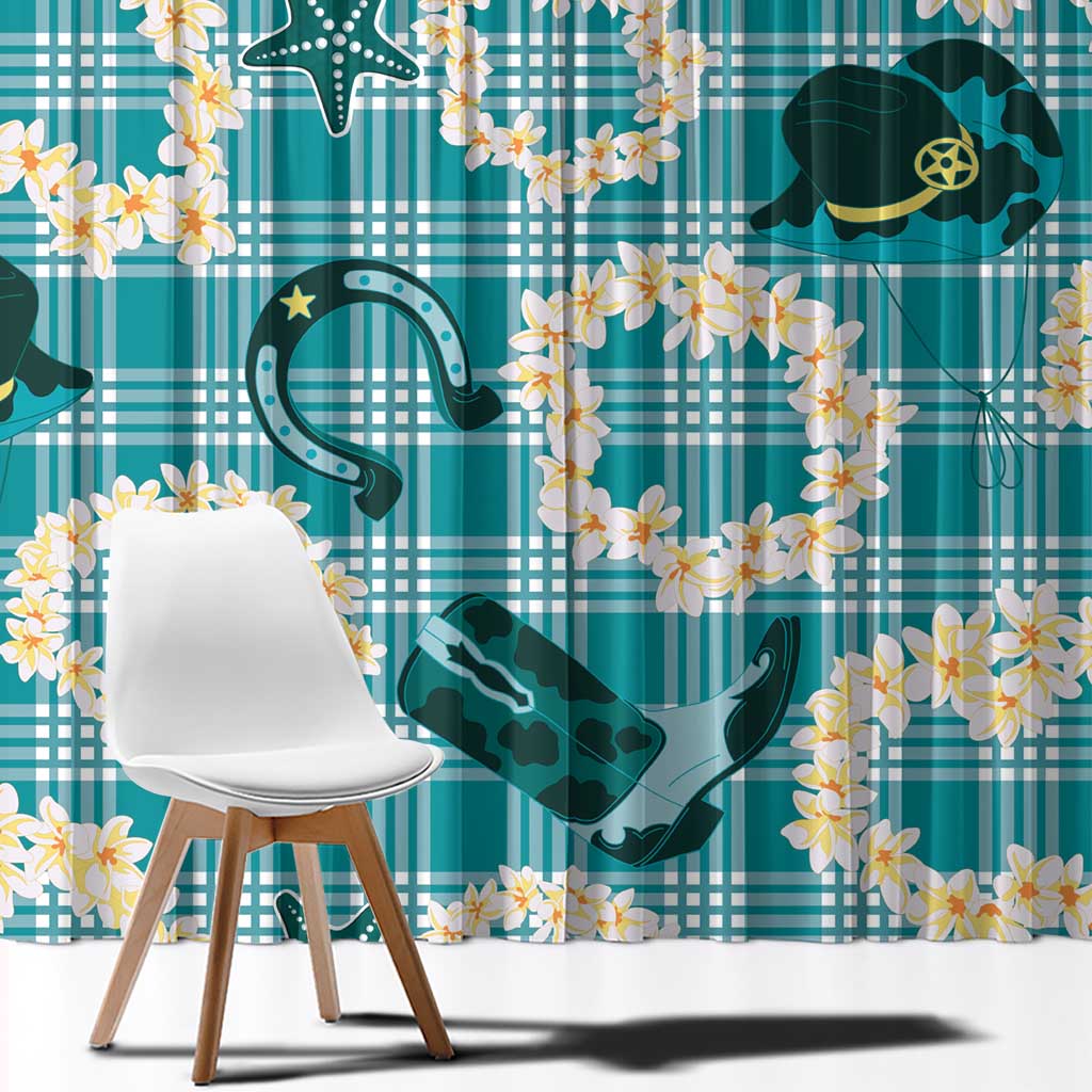 Aloha Hawaii Paniolo Teal Palaka Window Curtain Coastal Rodeo LT7 - Polynesian Pride