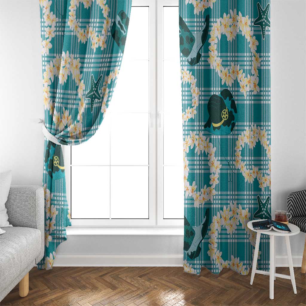 Aloha Hawaii Paniolo Teal Palaka Window Curtain Coastal Rodeo LT7 - Polynesian Pride