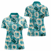 Aloha Hawaii Paniolo Teal Palaka Women Polo Shirt Coastal Rodeo - Polynesian Pride