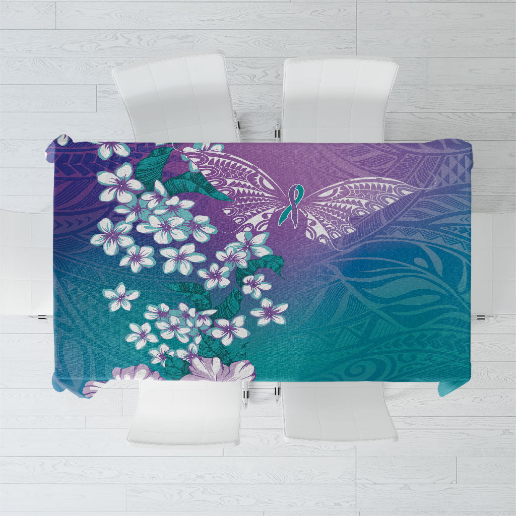 Dreamy Butterfly Polynesian Purple Teal Tribal Art Tablecloth Floral Vibes LT7 Purple Teal - Polynesian Pride