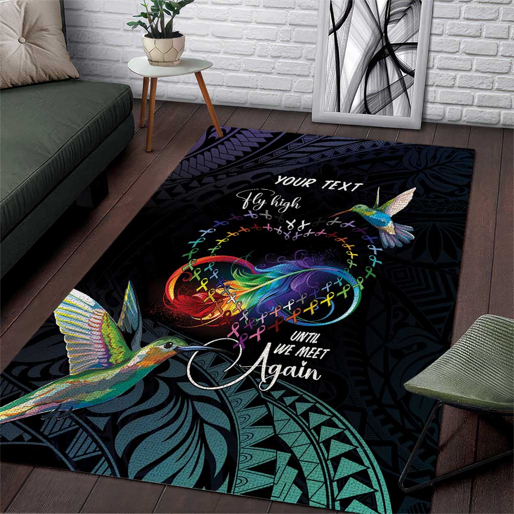 Polynesian Cancers Awareness Area Rug Hummingbird - Fly High Until We Meet Again