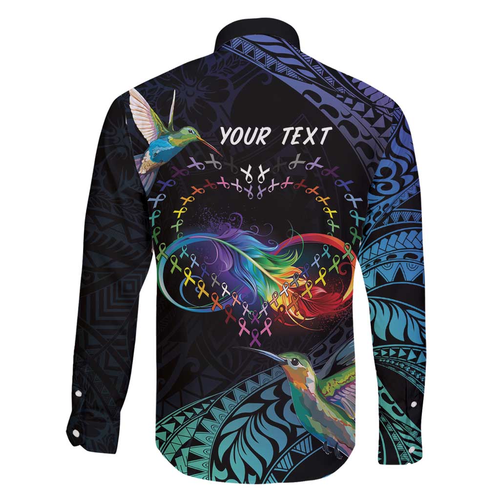 Polynesian Cancers Awareness Family Matching Long Sleeve Bodycon Dress and Hawaiian Shirt Hummingbird - Fly High Until We Meet Again