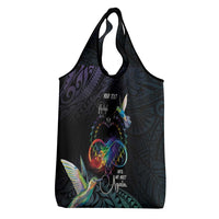 Polynesian Cancers Awareness Grocery Bag Hummingbird - Fly High Until We Meet Again