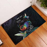 Polynesian Cancers Awareness Rubber Doormat Hummingbird - Fly High Until We Meet Again
