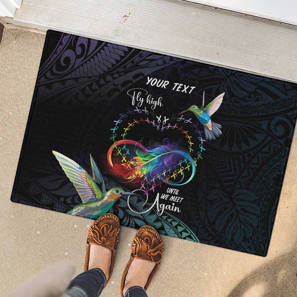 Polynesian Cancers Awareness Rubber Doormat Hummingbird - Fly High Until We Meet Again