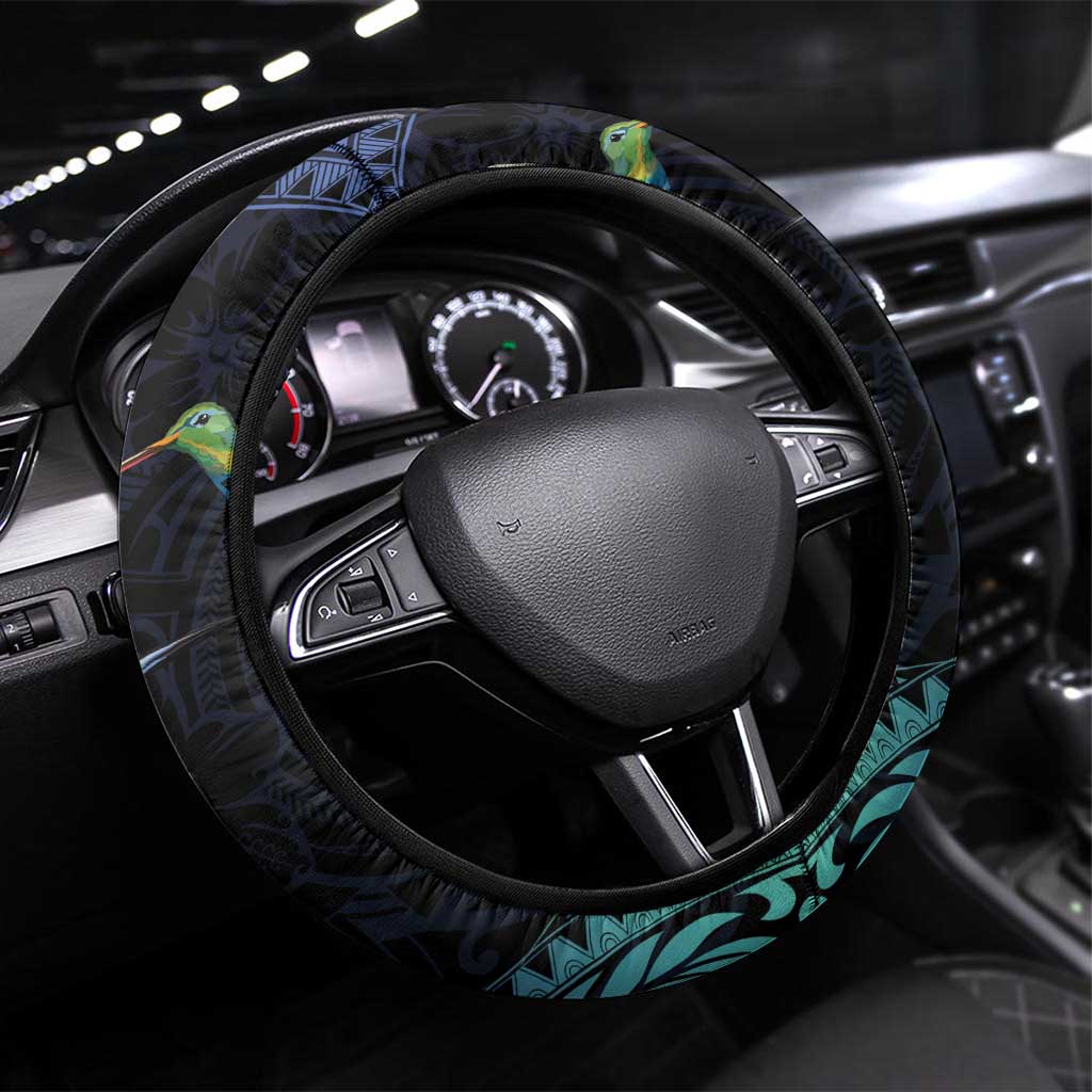 Polynesian Cancers Awareness Steering Wheel Cover Hummingbird - Fly High Until We Meet Again