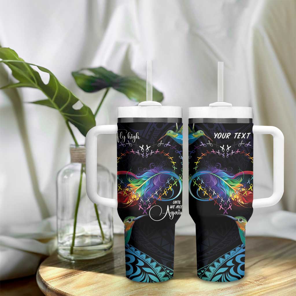 Polynesian Cancers Awareness Tumbler With Handle Hummingbird - Fly High Until We Meet Again