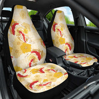 Beige Palaka Hawaii Aloha Car Seat Cover Koi Pond Mix Ilima Flowers - Polynesian Pride