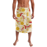 Beige Palaka Hawaii Aloha Lavalava Koi Pond Mix Ilima Flowers - Polynesian Pride