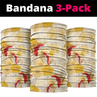 Beige Palaka Hawaii Aloha Neck Gaiter Koi Pond Mix Ilima Flowers - Polynesian Pride