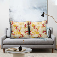 Beige Palaka Hawaii Aloha Pillow Cover Koi Pond Mix Ilima Flowers - Polynesian Pride