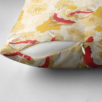 Beige Palaka Hawaii Aloha Pillow Cover Koi Pond Mix Ilima Flowers - Polynesian Pride